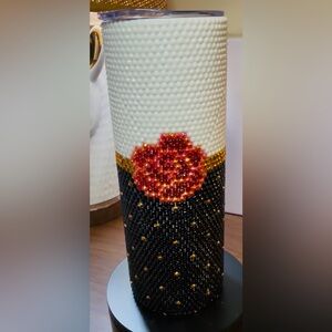 Elegant rhinestone tumbler  with Red and Black Accents